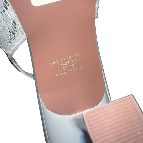 ASOS DESIGN Sunrise Bow Slingback Mid Heel Shoes – Size 11 Ivory Lace - Picture 7 of 16